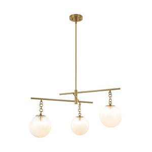 LightFixturesUSA - 3 - light Adjustable Gradual White Glass Globe Sputnik Chandelier - Chandelier - Brass - 