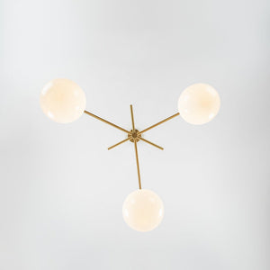 LightFixturesUSA - 3 - light Adjustable Gradual White Glass Globe Sputnik Chandelier - Chandelier - Brass - 