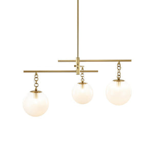 LightFixturesUSA - 3 - light Adjustable Gradual White Glass Globe Sputnik Chandelier - Chandelier - Brass - 