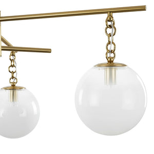 LightFixturesUSA - 3 - light Adjustable Gradual White Glass Globe Sputnik Chandelier - Chandelier - Brass - 