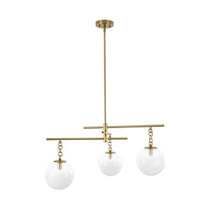LightFixturesUSA - 3 - light Adjustable Gradual White Glass Globe Sputnik Chandelier - Chandelier - Brass - 