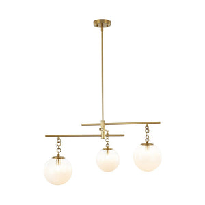 LightFixturesUSA - 3 - light Adjustable Gradual White Glass Globe Sputnik Chandelier - Chandelier - Brass - 