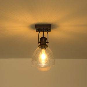 LightFixturesUSA-3-Light Adjustable Seeded Glass Linear Semi Flush Mount-Ceiling Light-1-Lt-