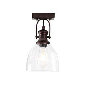 LightFixturesUSA-3-Light Adjustable Seeded Glass Linear Semi Flush Mount-Ceiling Light-1-Lt-