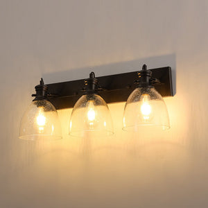 LightFixturesUSA - 3 - Light Adjustable Seeded Glass Linear Semi Flush Mount - Ceiling Light - Oil Rubbed Bronze - 