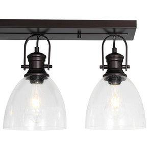 LightFixturesUSA - 3 - Light Adjustable Seeded Glass Linear Semi Flush Mount - Ceiling Light - Oil Rubbed Bronze - 
