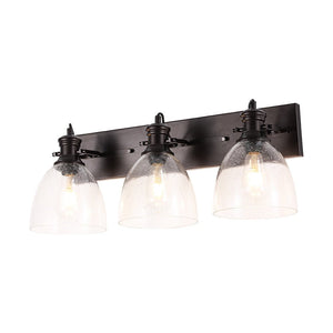 LightFixturesUSA - 3 - Light Adjustable Seeded Glass Linear Semi Flush Mount - Ceiling Light - Oil Rubbed Bronze - 