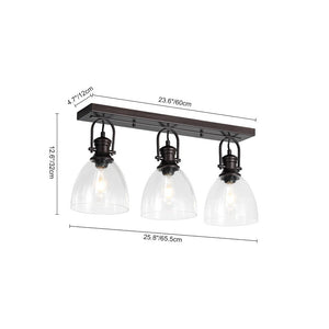 LightFixturesUSA - 3 - Light Adjustable Seeded Glass Linear Semi Flush Mount - Ceiling Light - Oil Rubbed Bronze - 