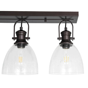LightFixturesUSA - 3 - Light Adjustable Seeded Glass Linear Semi Flush Mount - Ceiling Light - Oil Rubbed Bronze - 