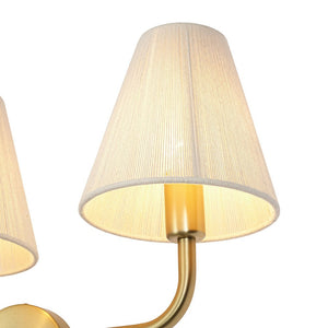 LightFixturesUSA - 3 - Light Beige Woven Thread Conical Vanity Wall Sconce - Wall Sconce - Brass - 