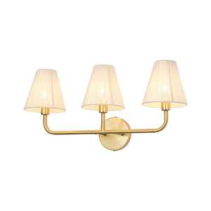 LightFixturesUSA - 3 - Light Beige Woven Thread Conical Vanity Wall Sconce - Wall Sconce - Brass - 