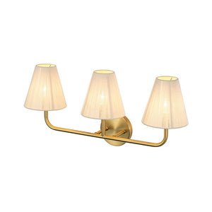 LightFixturesUSA - 3 - Light Beige Woven Thread Conical Vanity Wall Sconce - Wall Sconce - Brass - 