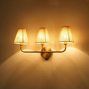 LightFixturesUSA - 3 - Light Beige Woven Thread Conical Vanity Wall Sconce - Wall Sconce - Brass - 