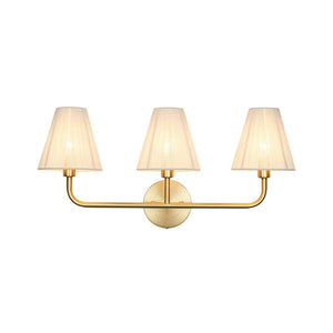 LightFixturesUSA - 3 - Light Beige Woven Thread Conical Vanity Wall Sconce - Wall Sconce - Brass - 