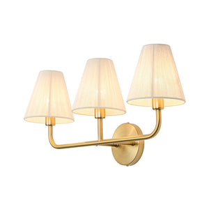 LightFixturesUSA - 3 - Light Beige Woven Thread Conical Vanity Wall Sconce - Wall Sconce - Brass - 