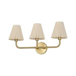 LightFixturesUSA - 3 - Light Beige Woven Thread Conical Vanity Wall Sconce - Wall Sconce - Brass - 
