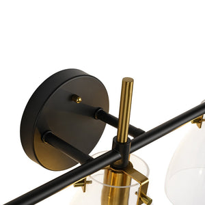 LightFixturesUSA - 3 - Light Black Brass Bell Glass Shade Vanity Wall Lamp - Wall Sconce - Clear - 