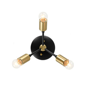 LightFixturesUSA - 3 - Light Black Brass Sputnik Semi Flush Mount - Ceiling Light - 3 - Lt - 