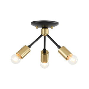 LightFixturesUSA - 3 - Light Black Brass Sputnik Semi Flush Mount - Ceiling Light - 3 - Lt - 
