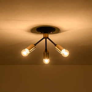 LightFixturesUSA - 3 - Light Black Brass Sputnik Semi Flush Mount - Ceiling Light - 3 - Lt - 