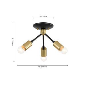 LightFixturesUSA - 3 - Light Black Brass Sputnik Semi Flush Mount - Ceiling Light - 3 - Lt - 