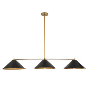 LightFixturesUSA-3-Light Black Cone Shade Kitchen Island Pendant-Chandelier-3-Lt-