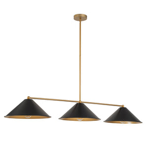 LightFixturesUSA-3-Light Black Cone Shade Kitchen Island Pendant-Chandelier-3-Lt-