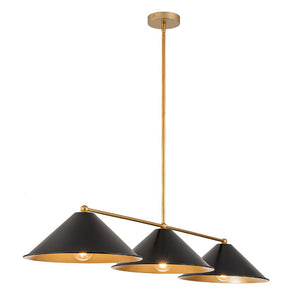 LightFixturesUSA-3-Light Black Cone Shade Kitchen Island Pendant-Chandelier-3-Lt-