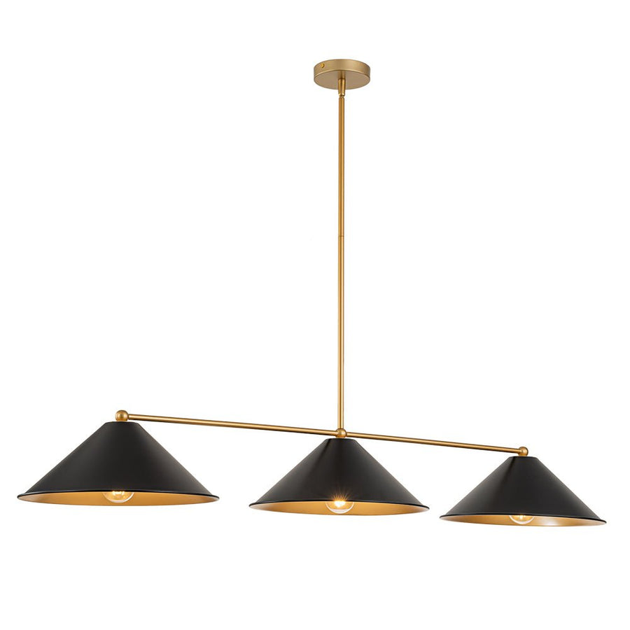 LightFixturesUSA-3-Light Black Cone Shade Kitchen Island Pendant-Chandelier-3-Lt-