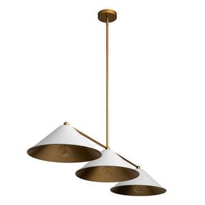 LightFixturesUSA - 3 - Light Black Cone Shade Kitchen Island Pendant - Chandelier - White - 