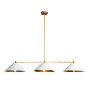 LightFixturesUSA - 3 - Light Black Cone Shade Kitchen Island Pendant - Chandelier - White - 