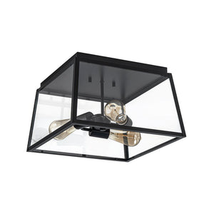 LightFixturesUSA - 3 - Light Black Square Box Clear Glass Cage Ceiling Light - Ceiling Light - Black - 