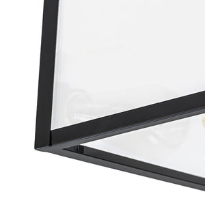 LightFixturesUSA - 3 - Light Black Square Box Clear Glass Cage Ceiling Light - Ceiling Light - Black - 
