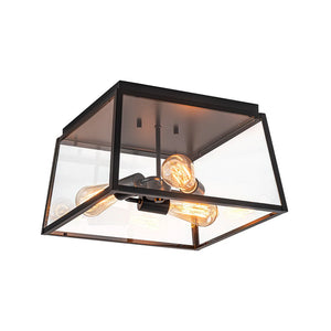 LightFixturesUSA - 3 - Light Black Square Box Clear Glass Cage Ceiling Light - Ceiling Light - Black - 