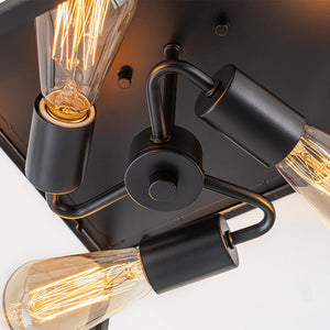 LightFixturesUSA - 3 - Light Black Square Box Clear Glass Cage Ceiling Light - Ceiling Light - Black - 