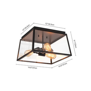 LightFixturesUSA - 3 - Light Black Square Box Clear Glass Cage Ceiling Light - Ceiling Light - Black - 