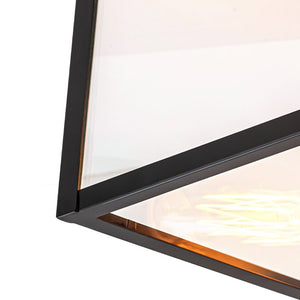 LightFixturesUSA - 3 - Light Black Square Box Clear Glass Cage Ceiling Light - Ceiling Light - Black - 