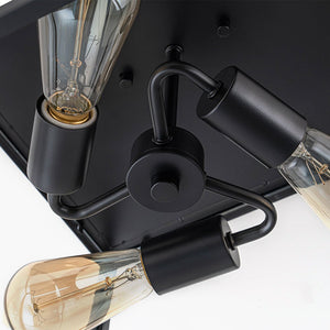 LightFixturesUSA - 3 - Light Black Square Box Clear Glass Cage Ceiling Light - Ceiling Light - Black - 