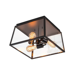 LightFixturesUSA - 3 - Light Black Square Box Clear Glass Cage Ceiling Light - Ceiling Light - Black - 
