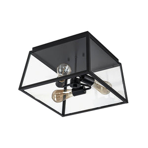 LightFixturesUSA - 3 - Light Black Square Box Clear Glass Cage Ceiling Light - Ceiling Light - Black - 