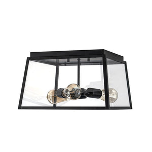LightFixturesUSA - 3 - Light Black Square Box Clear Glass Cage Ceiling Light - Ceiling Light - Black - 
