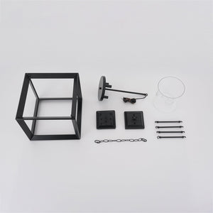 LightFixturesUSA-3-Light Black Square Candle Style Cage Pendant / Semi Flush-Chandelier-22.6 in-