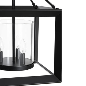 LightFixturesUSA-3-Light Black Square Candle Style Cage Pendant / Semi Flush-Chandelier-22.6 in-