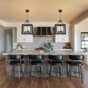 LightFixturesUSA-3-Light Black Square Candle Style Cage Pendant / Semi Flush-Chandelier-22.6 in-