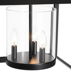 LightFixturesUSA-3-Light Black Square Candle Style Cage Pendant / Semi Flush-Chandelier-22.6 in-
