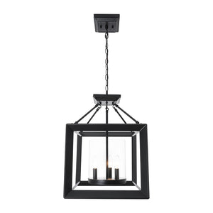 LightFixturesUSA-3-Light Black Square Candle Style Cage Pendant / Semi Flush-Chandelier-22.6 in-