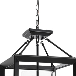 LightFixturesUSA-3-Light Black Square Candle Style Cage Pendant / Semi Flush-Chandelier-22.6 in-