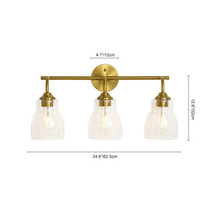 LightFixturesUSA - 3 - Light Brass Clear Glass Bell Vanity Wall Sconce - Wall Sconce - Brass - 