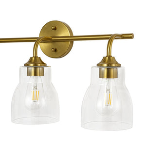 LightFixturesUSA - 3 - Light Brass Clear Glass Bell Vanity Wall Sconce - Wall Sconce - Brass - 