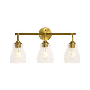 LightFixturesUSA - 3 - Light Brass Clear Glass Bell Vanity Wall Sconce - Wall Sconce - Brass - 